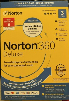Norton 360 Deluxe for 3 Devices/1 Year + Norton Utilities Ultimate 