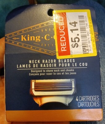 Gillette King C Razor Blades 4 Cartridge Pack Neck & Cheek Designed