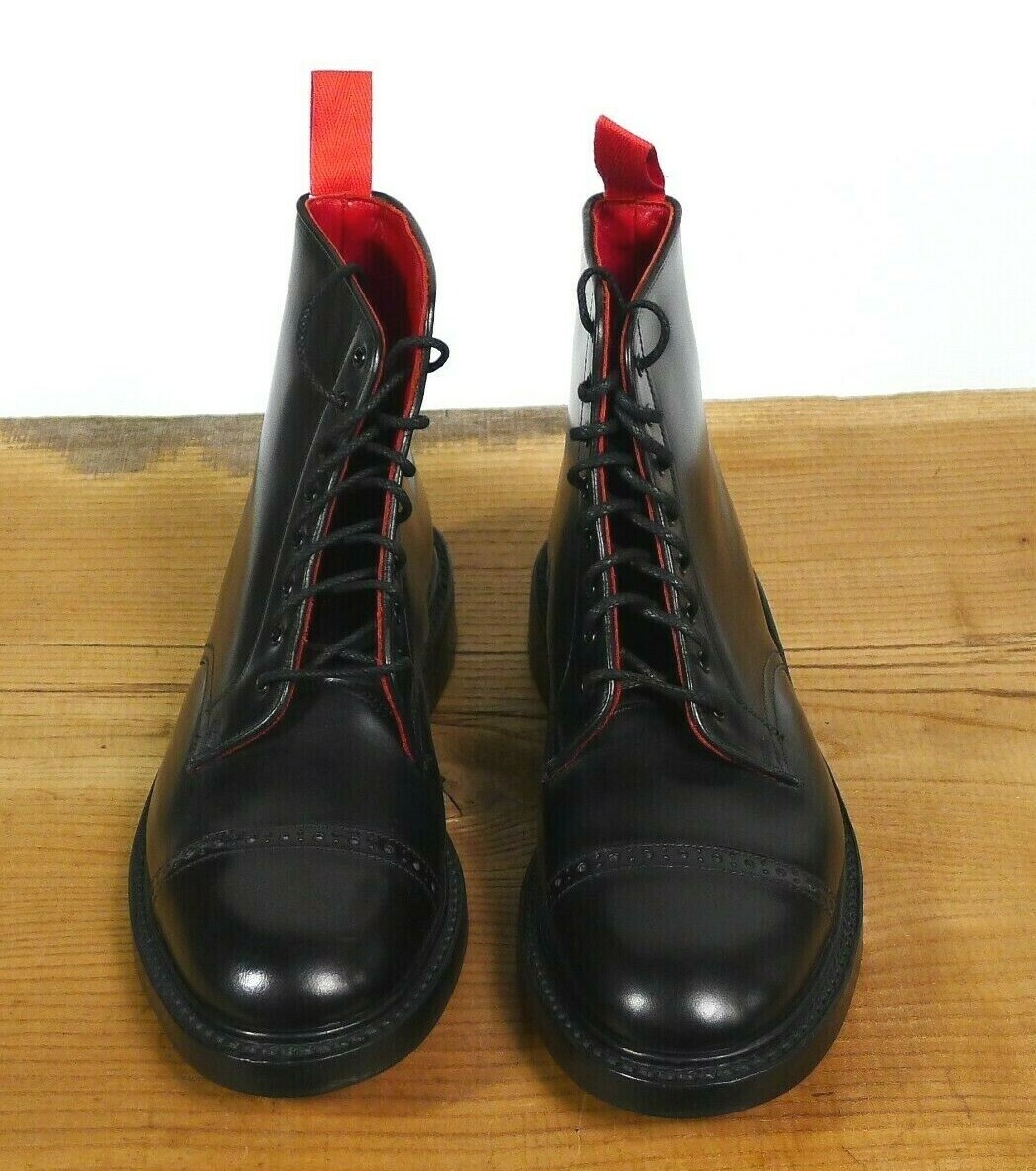 Pre-owned Tricker's Trickers Men's S Black Cordovan Derby Cap Toe Boot (various Uk Sizes)