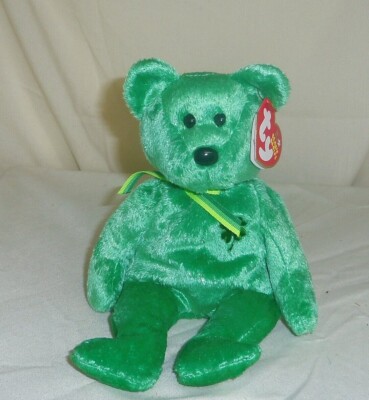 Dublin 2002 TY Beanie Babie 8in green shamrock  St Patrick's Bear MWMT new 4576