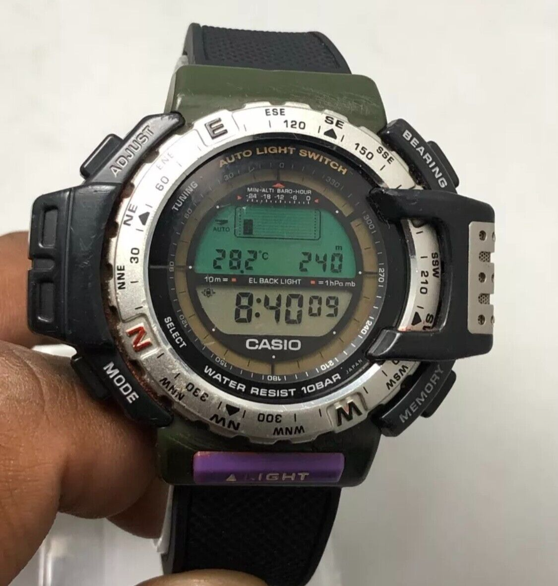 時計 CASIO PRT-40 TEAM DAIWA PROTREK Casio Pro Trek Tide Watch Men 43mm Silver Tone 3443 PRG-330