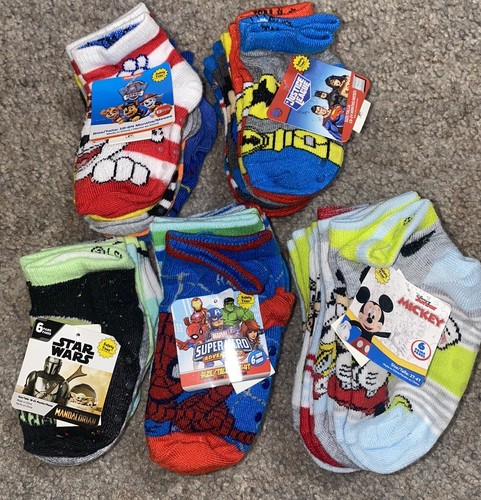Boy’s Toddler Character Gripper Socks, Superheroes & Paw Patrol, 6pk