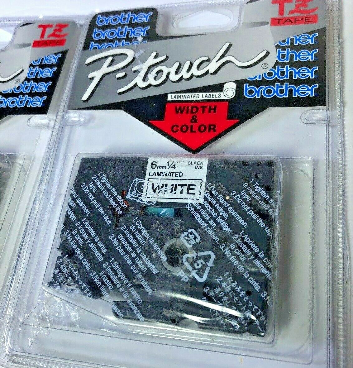 3x Black on White Label Tape TZ-211 6mm 1/4