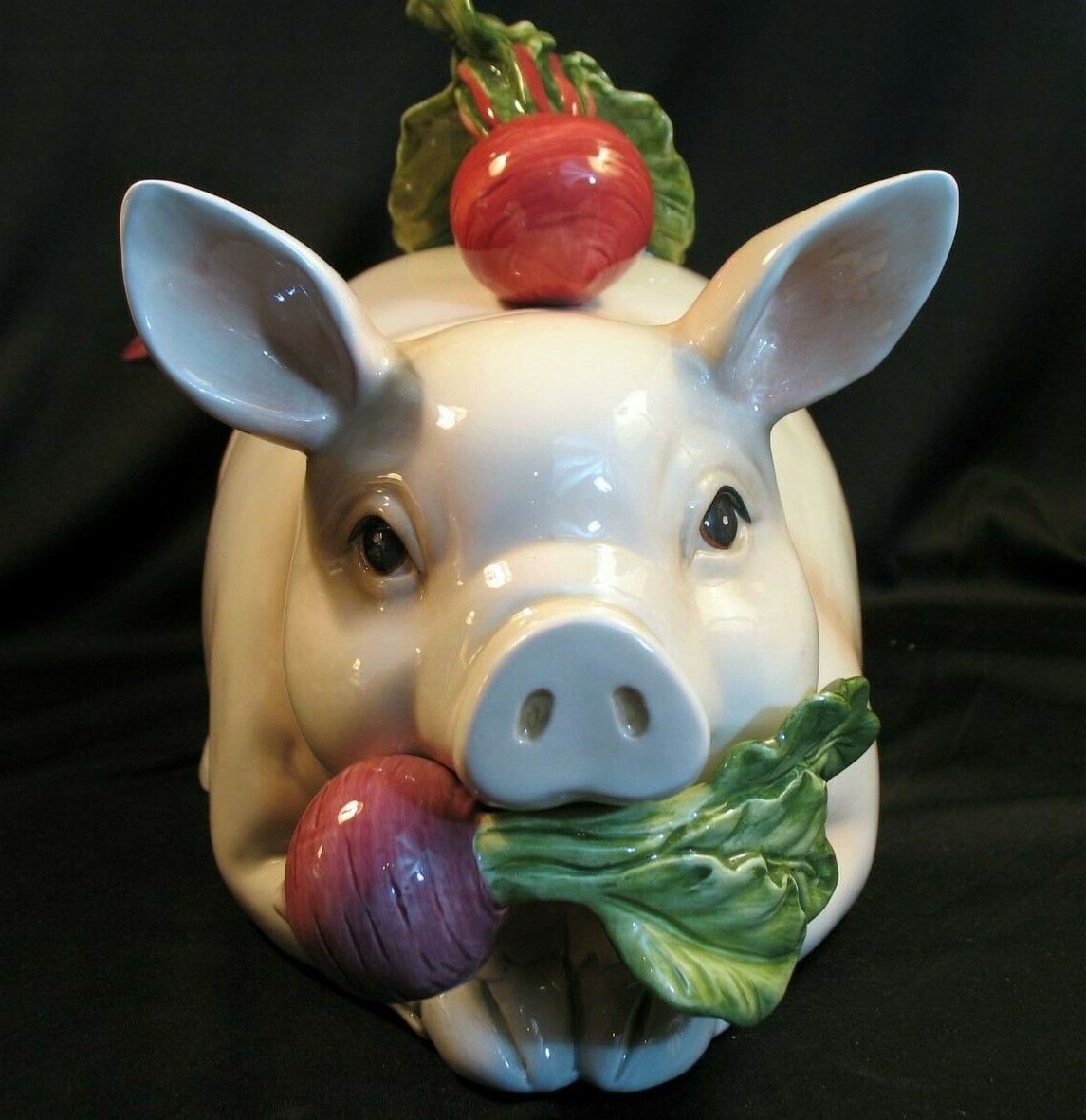 Hand Crafted Fitz & Floyd French Market Pig Soup Tureen w/ Lid & Ladle