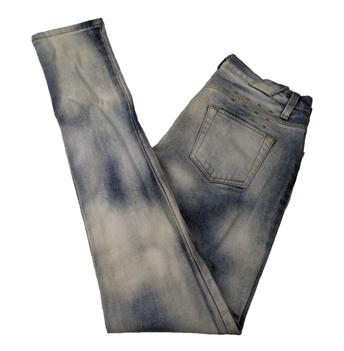 Ksubi Womens Slim Fit Blue Acid Wash Zip Fly Denim Jeans