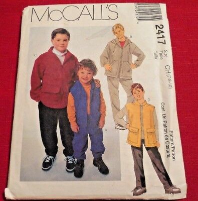 NEW McCall's Pattern 2417 Childrens'/Boys' sz 7-10 Zippered Jackets*Vests*Pants