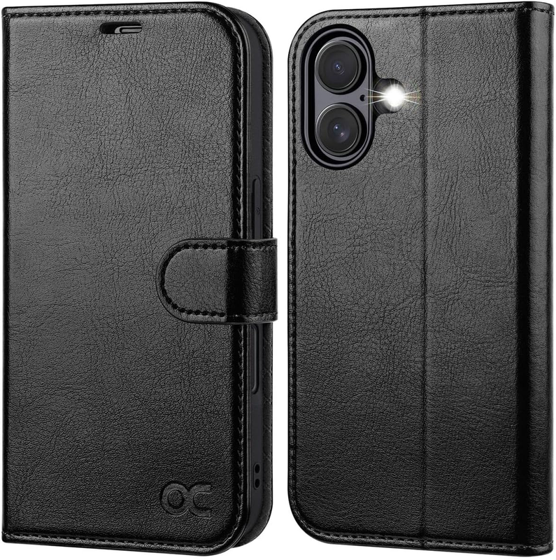 for iPhone 16 Wallet Case PU Leather Flip Folio Case with Card Holders RFID Bloc