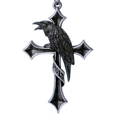 Crux Corvis Pendant Necklace, Gothic Mort, Cross of the Raven, Alchemy England