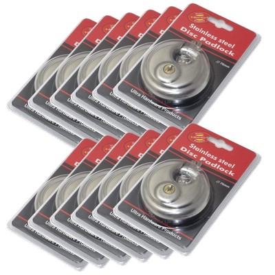 12 Pack Round Padlock with Shielded Shackle, 2-3/4-Inch, Stainless Steel Stee...