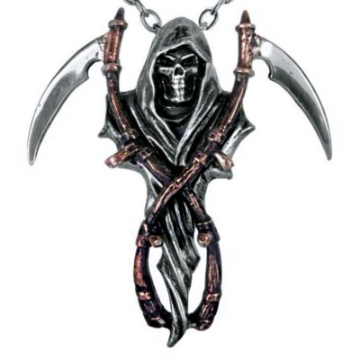 The Reapers Arms Pendant Necklace, Death Gothic Evil Skull Gift, Alchemy England