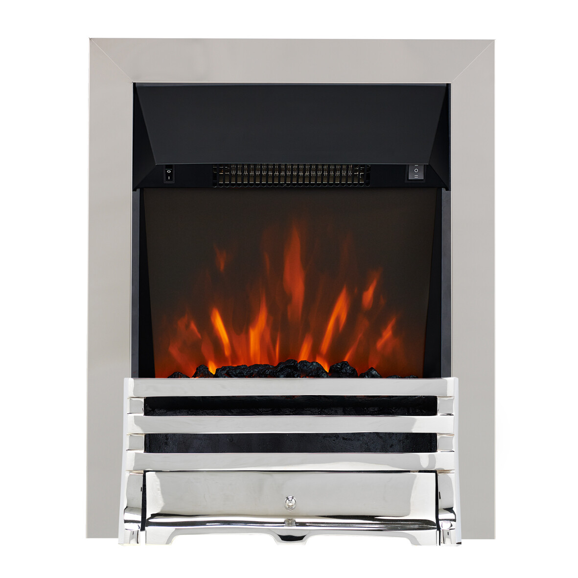 Electric Modern Chrome Remote 2kw Flame Coal Display Insert Inset