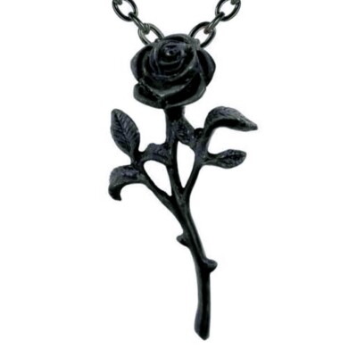 The Romance of The Black Rose Pendant Necklace Boxed, Gothic, Alchemy England