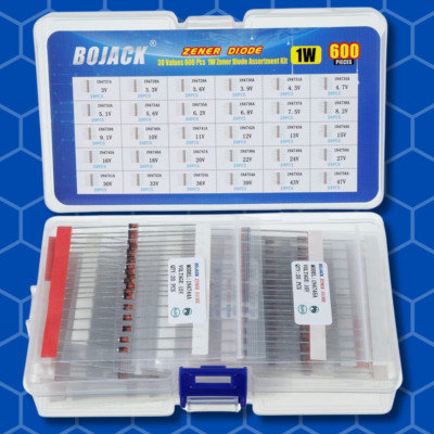BOJACK 30 Values 600 pcs 1W Zener Diodes Assortment Kit