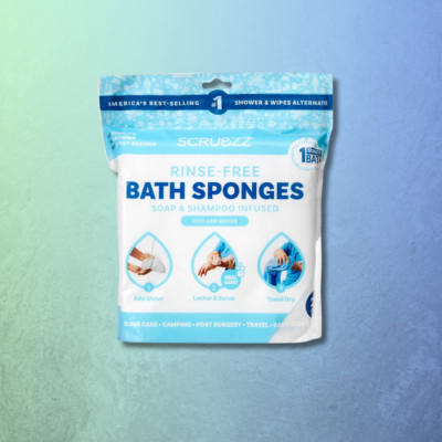 Scrubzz Disposable No Rinse Bathing Wipes - 25 Pack - All-In-1 Single Use Shower