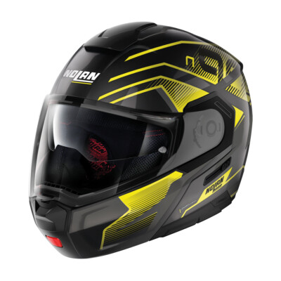 Motorrad Nolan N90-3 Comeback N-Com Klapphelm (schwarz/grau/neongelb) Gr: M (57)