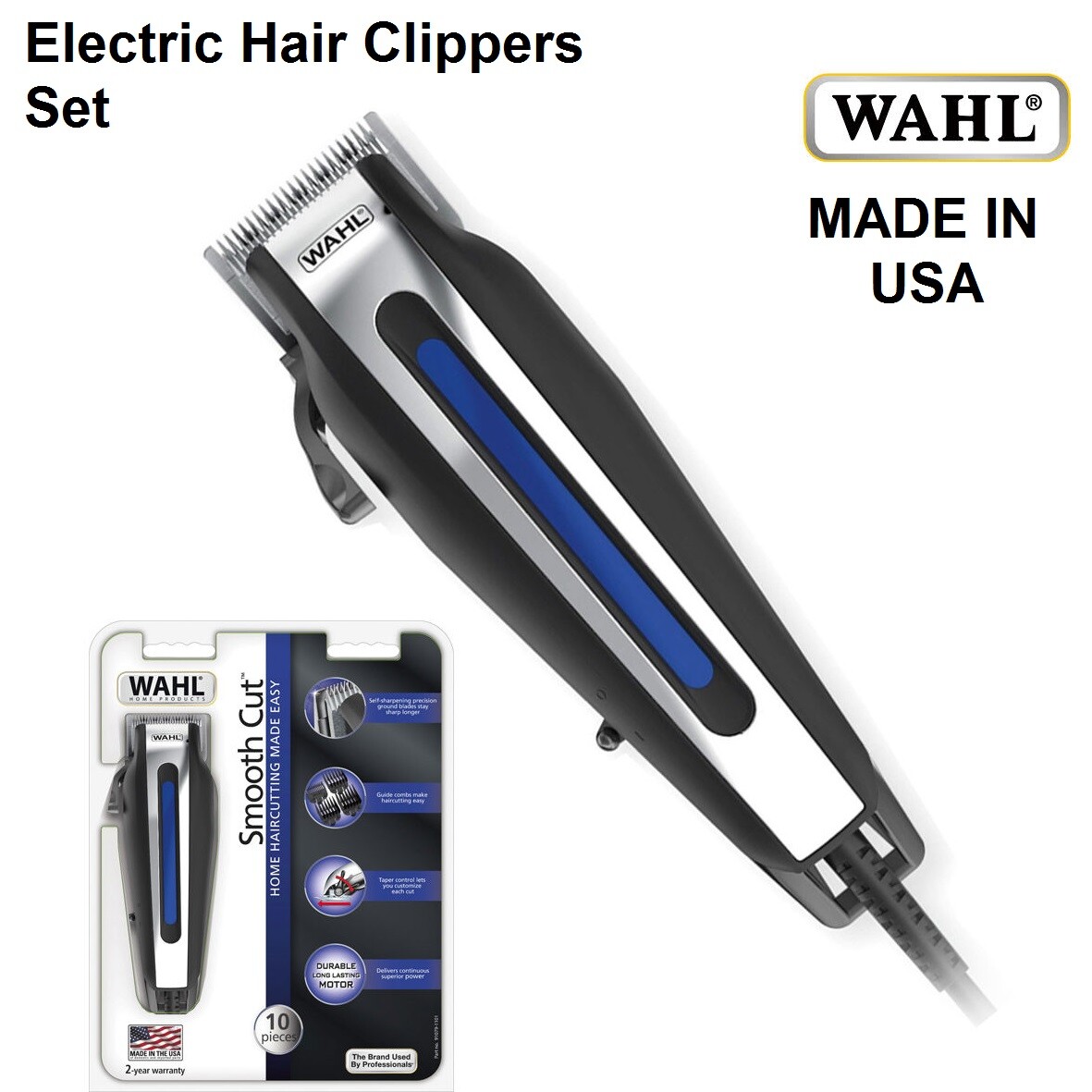 Wahl Electric Clippers Made In Usa Mens Haircut Clipper Trimmer