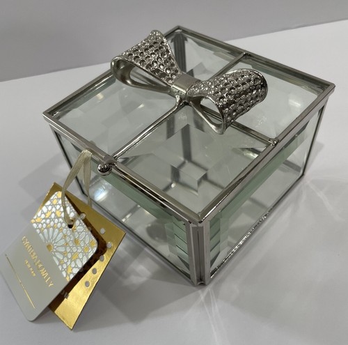Cynthia Rowley beveled glass trinket jewelry box rhinestone