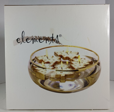 Elements Gold Banded Bowl With Floating Tree Candles
