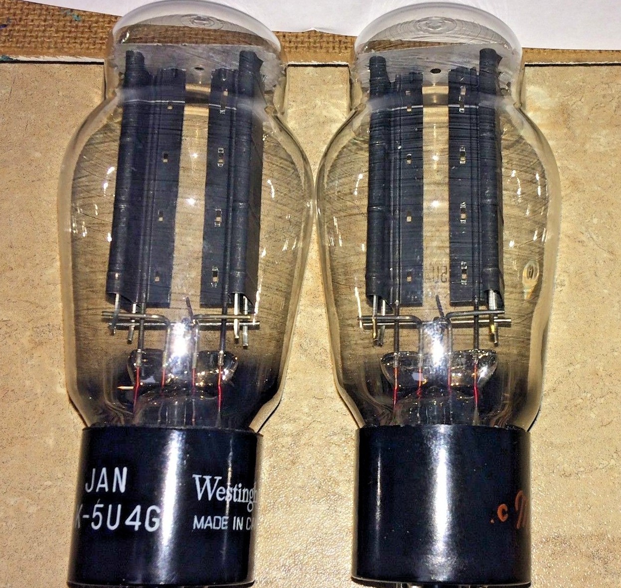 2 Matched 1950's Marconi Black Plate 5U4G, 5U4GB,5AS4A Rectifier,Read ALL Please