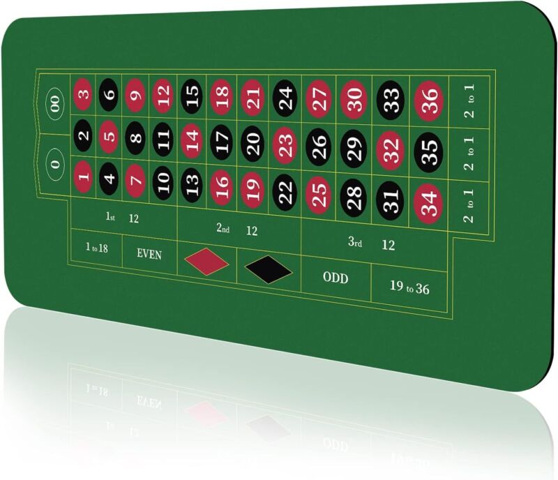 YUZPKRSI 70" x 35" Roulette Casino Mat, Roll-up Poker Mat Dark Green-roulette 
