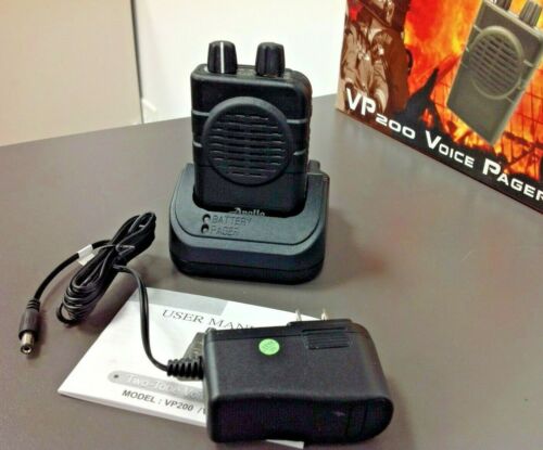 APOLLO 2 CH SV VHF VP200 PRO-1 VOICE PAGER, with Charger, NEW IN BOX