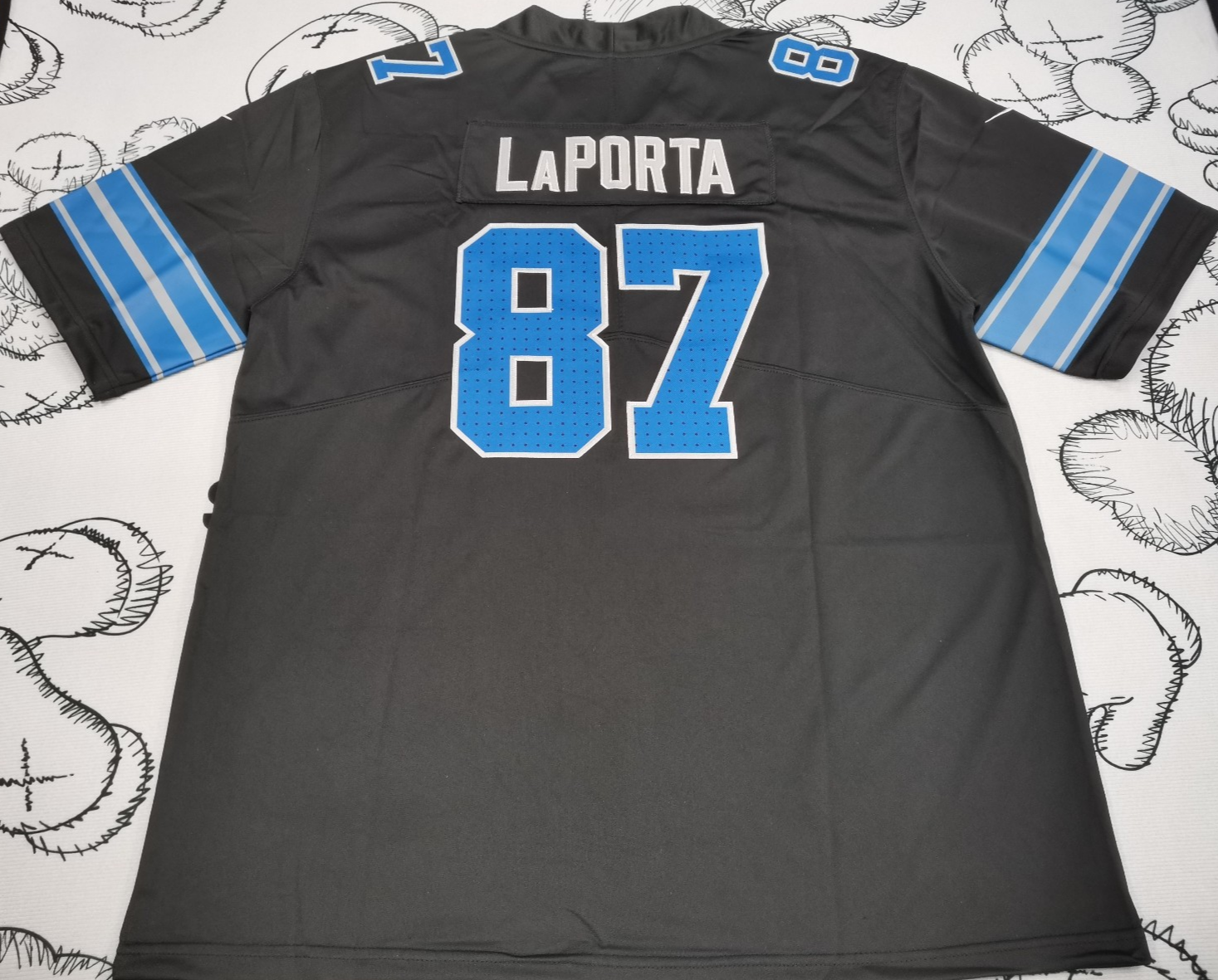 Sam Laporta #87 Lions Vapor Black Alt Sewn Stitched Jersey