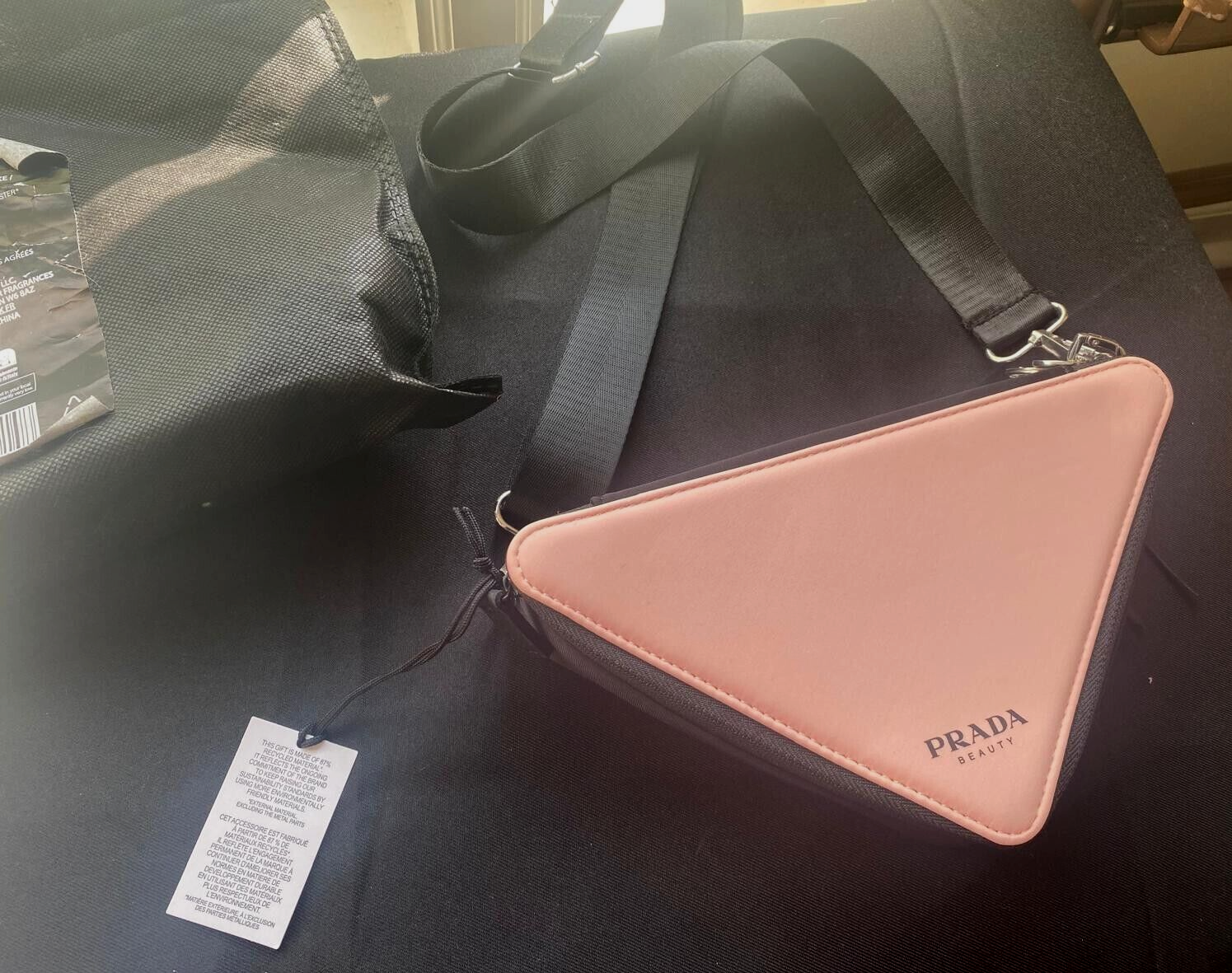 Prada Beauty Triangle Zip Cosmetic Pouch Crossbody Bag | eBay