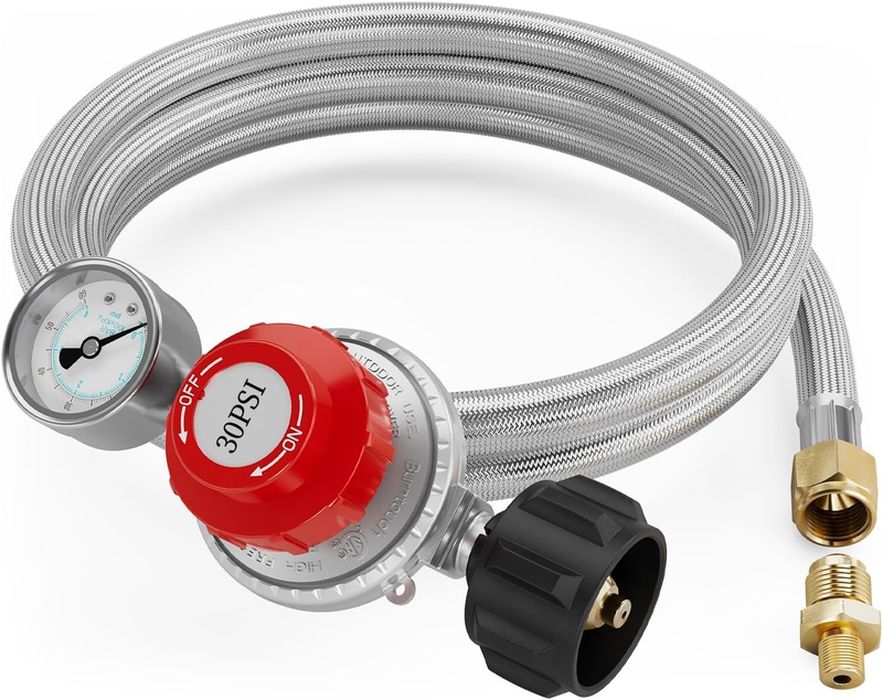 6FT 0-30 PSI Adjustable Propane Regulator for LP Gas Cooker Burner Smoker