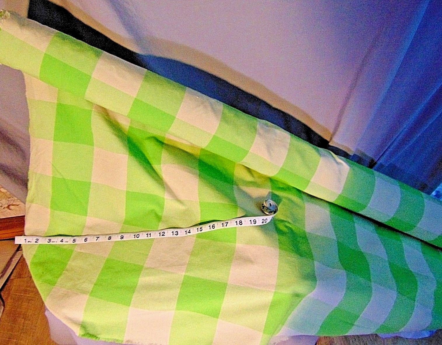 Canvas Upholstery / Drapery Fabric - Green & Neutral Check Pattern - 6 1/4 Yards