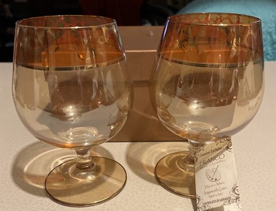 Set Of 2-Franco Vetrerie e Cristallerie Brandy Wine Iridescent Glasses - Italy