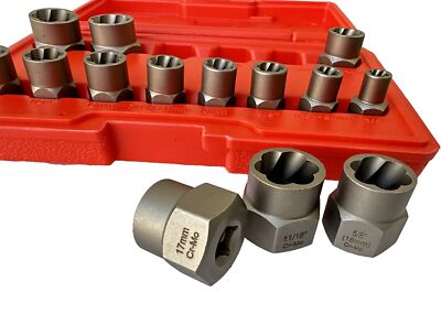 14pcs 3/8'' Drive Impact Bolt Extractor Set Nut Remover Extraction Socket Cr-MO