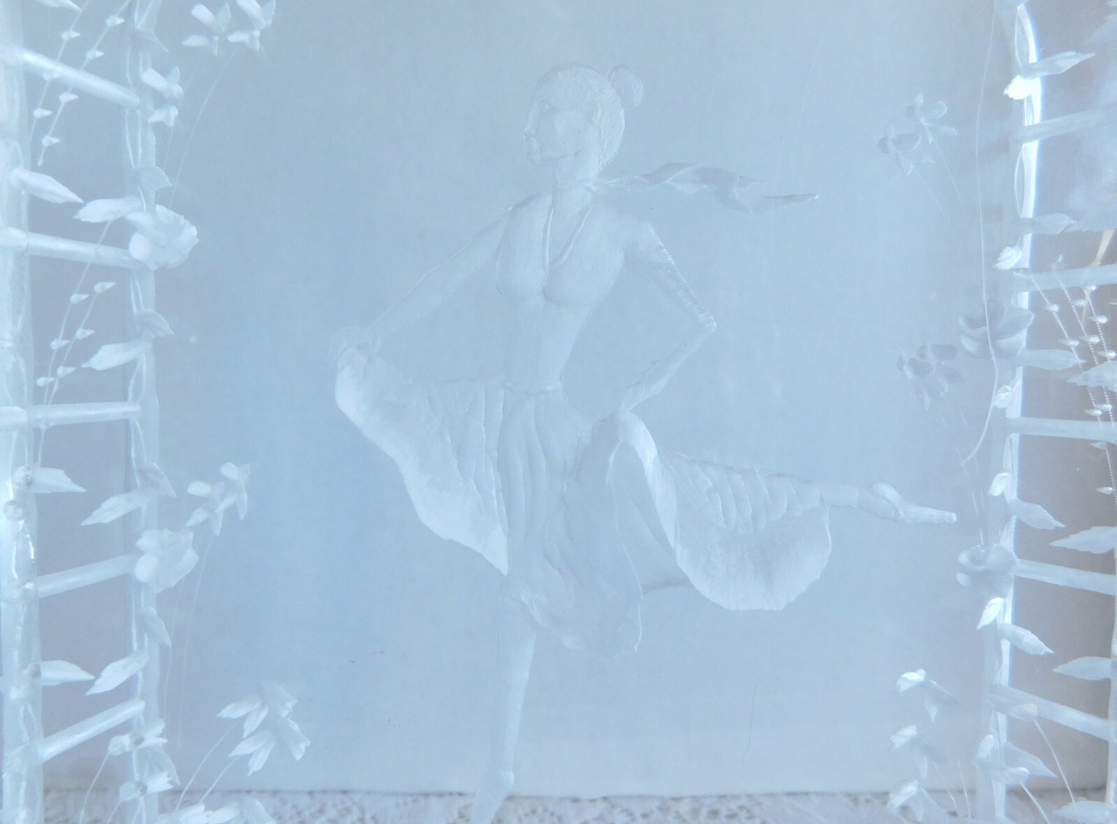 Beautiful Large Artist Signed Acrylic Ballet Dancer Statue Plaque Decoration