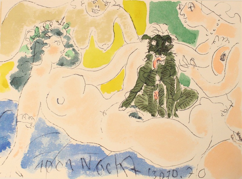 Julius Himpel (1914-85) 1001 Nacht Aus Zykl.1001 Nacht Erotisch Zeichnung 1970