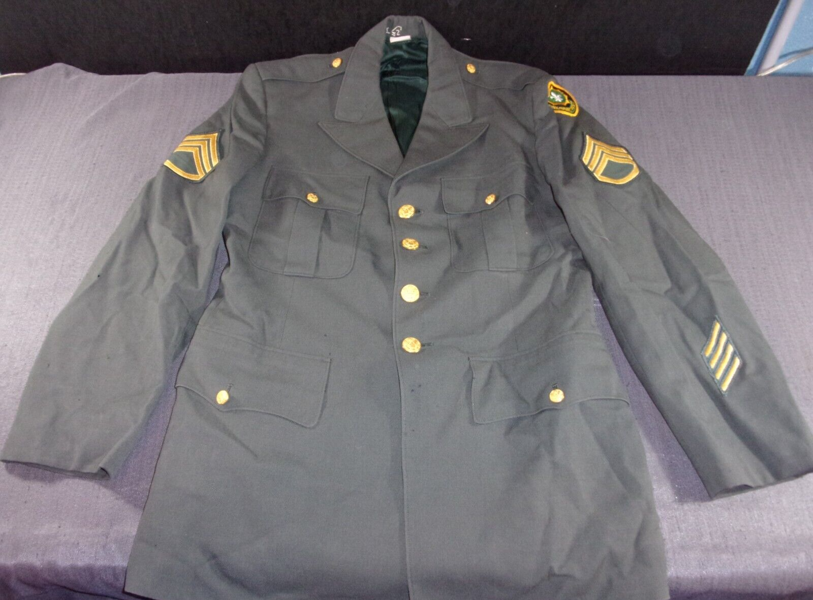 USGI MEN'S SERGE DRESS GREEN AG 44 CLASS 3 UNIFORM ARMY