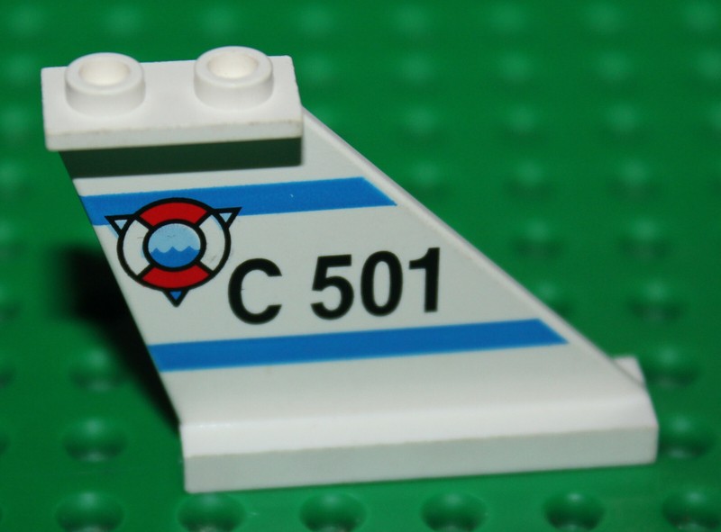 Lego White Tail 4x1x3 With 'C 501' Pattern Ref 2340px3 Set 6435 Coast Guard Hq