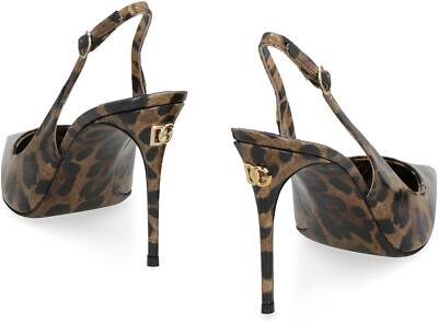 Pre-owned Dolce & Gabbana Kim Dolce&gabbana - Leather Pointy-toe Slingbacks 36 It In Animalier