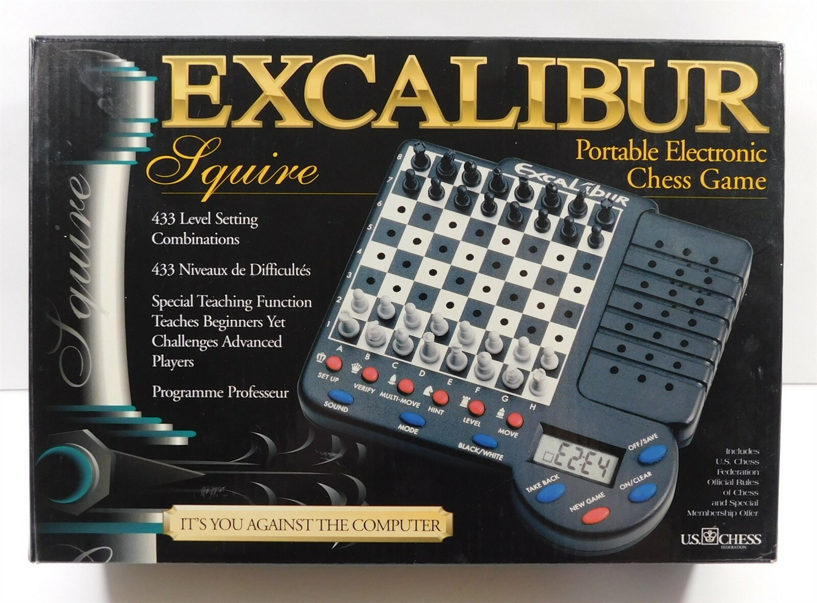Excalibur Squire Portable Electronic Chess Game w/ Box, Manual Open Box