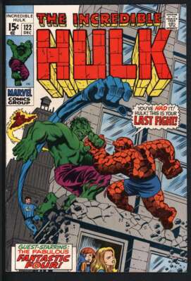 INCREDIBLE HULK #122 6.5 // BATTLE OF HULK VS THE FANTASTIC FOUR MARVEL 1969