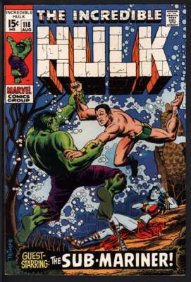 INCREDIBLE HULK #118 6.0 // BATTLE OF THE HULK VS THE SUB-MARINER MARVEL 1969