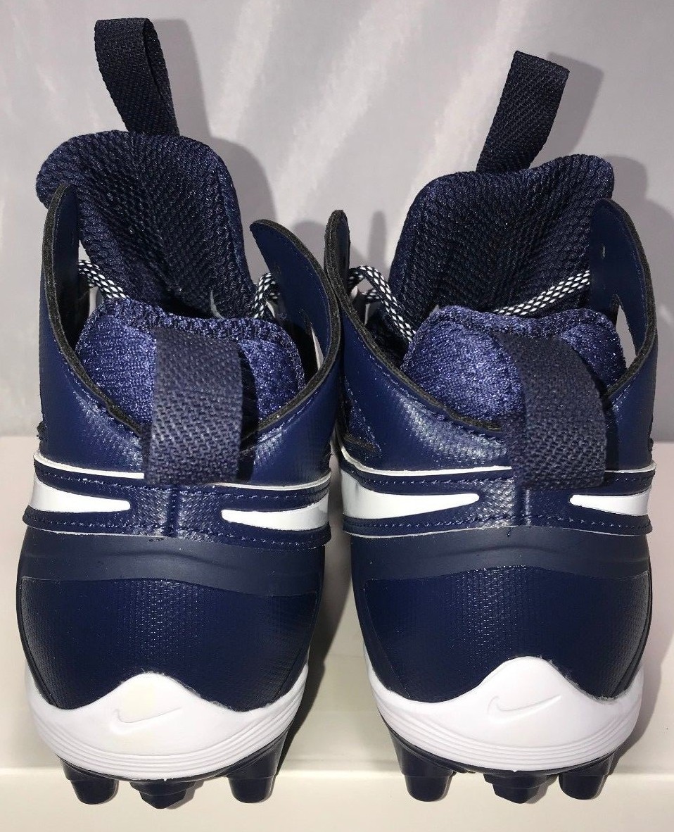 Nike Mens Size 14 Air Huarache Football Lacrosse Cleats White Navy Blue $100