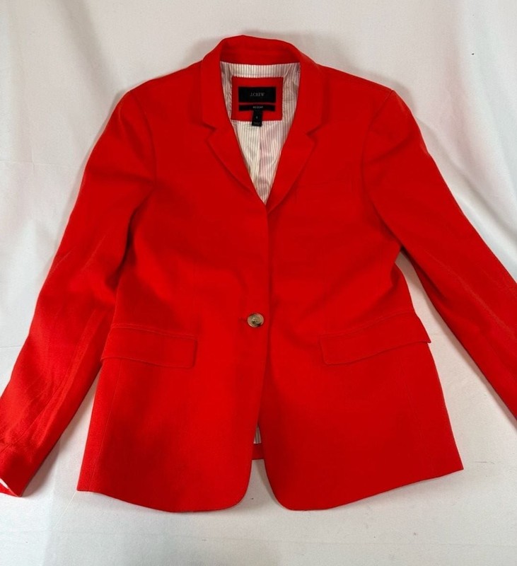 J. Crew Womens Regent Blazer Size 6 Red Single Button Heritage Workwear Quiet