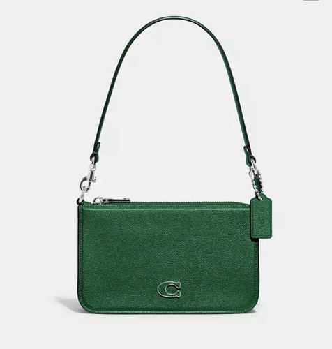 バッグ COACH Optic signature Soft Clip Pouch Clip On Pouch In Signature Canvas
