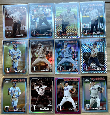 Topps Chrome 2024 Texas Rangers Team Parallel Lot of 12 Cards