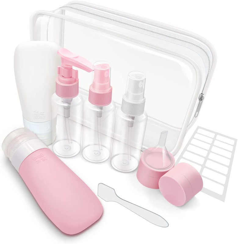 Empty Travel Size Bottles Set, Leak Proof Silicone Plastic Shampoo Conditioner L