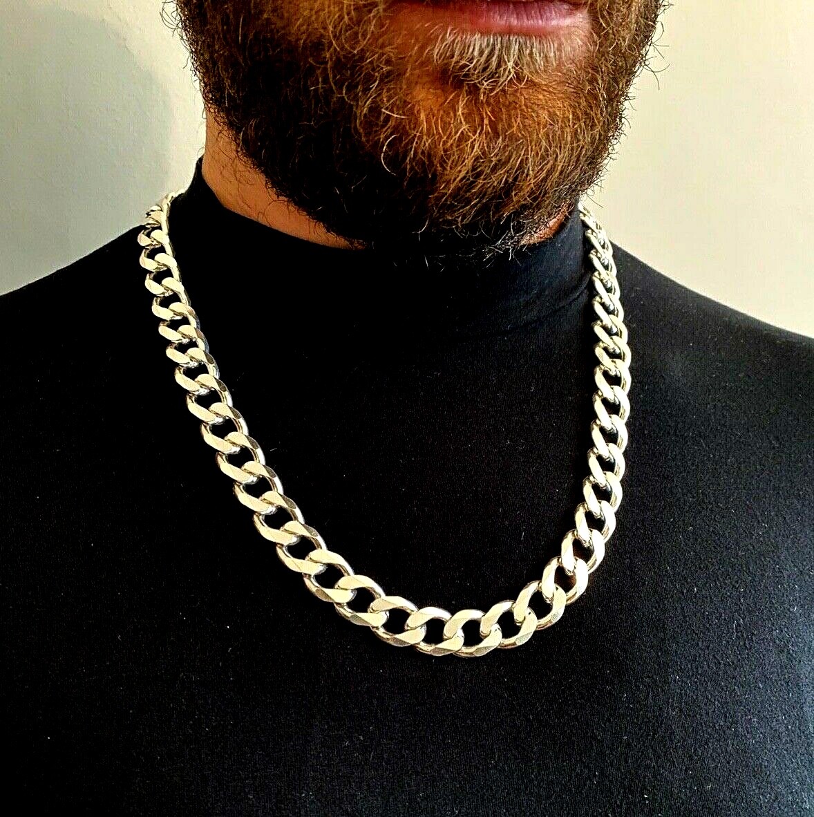 Pre-owned Handmade Mens Cuban Link Chain Necklace 13mm 154gr 26 Inch 925 Sterling Silver