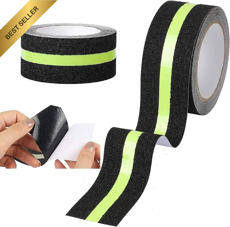 PVC Anti-Slip Tape with Glow in Dark, 2In X 16.4Ft Grit Non-Skid Stair Tread, Wa