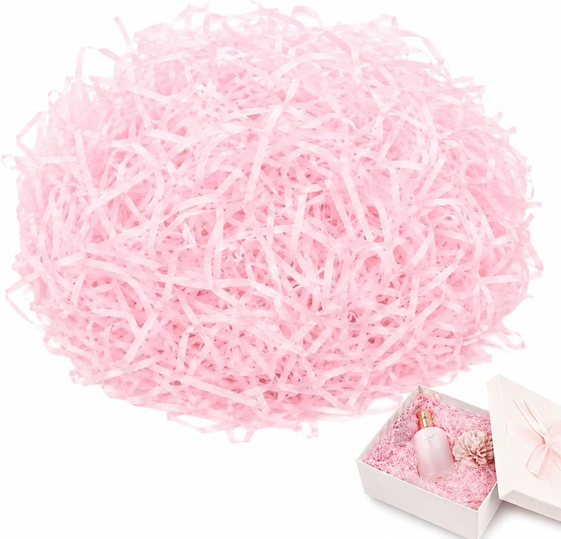 200G Pink Paper Raffia Gift Box Filler – Shredded Tissue Paper Basket Filler | D