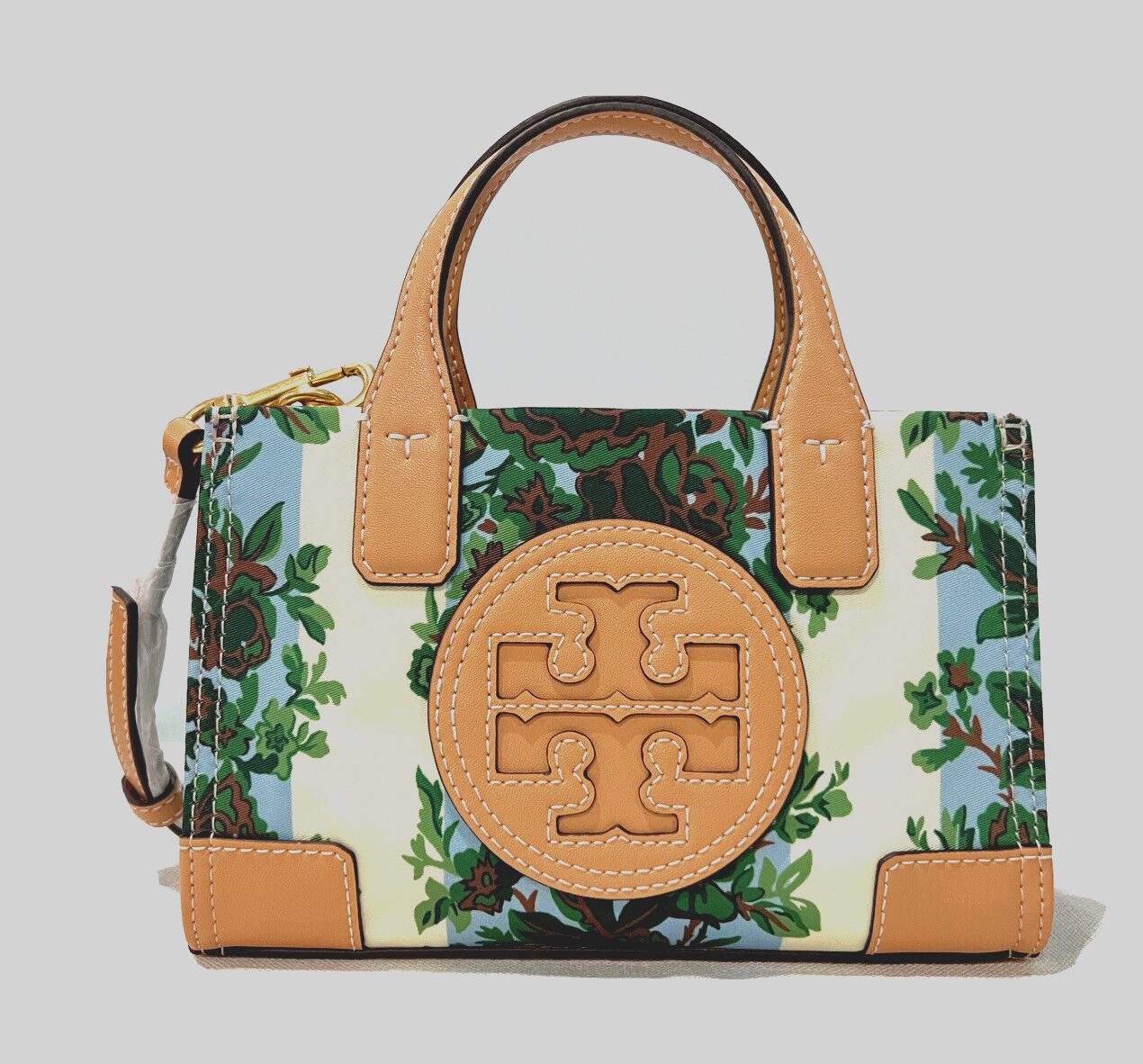 Tory Burch Ella Printed Mini Tote Crossbody Floral Rayure NWT