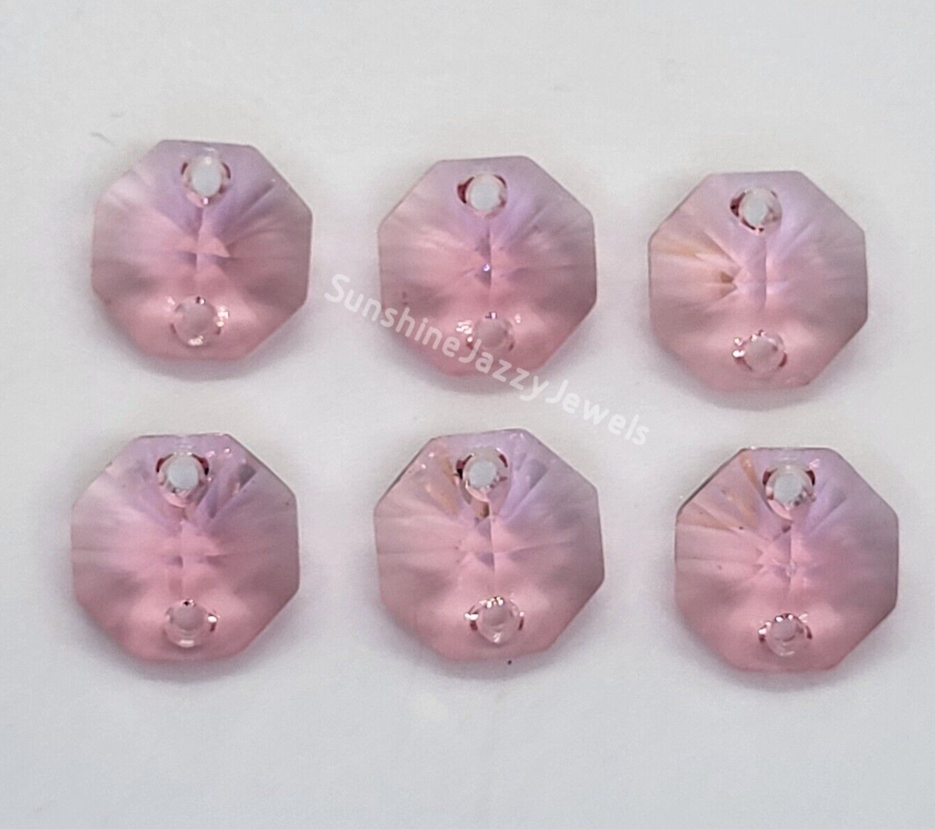 6pc Swarovski Crystal Light Rose 14mm 2-Hole Octagon 6404