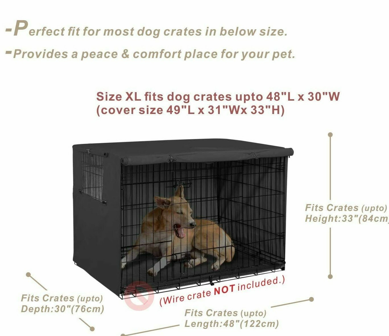 48" Extra Large Giant Breed Dog Crate Kennel Cover XL Pet Wire Cage Huge Fits
